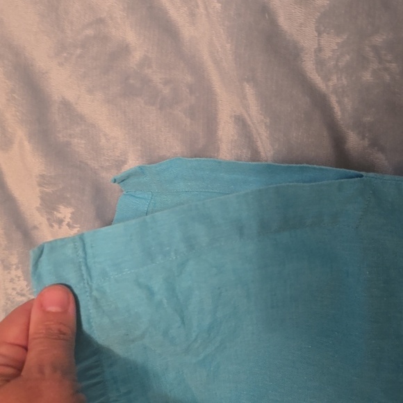 Harve Benard Sky Linen-Cotton Button Down Shirt / Tunic, Size 1X (0913) - Picture 6 of 6